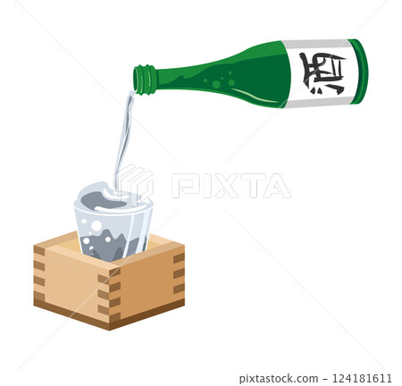 Illustration of pouring sake into a pot Illustration of pouring sake into a pot 124181611
