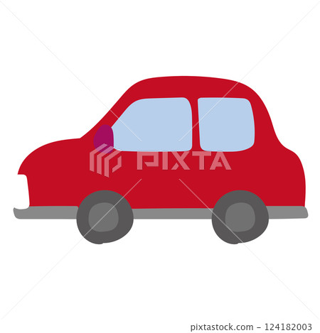 側身的紅色汽車 124182003