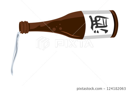 Illustration of a sake bottle pouring sake Illustration of a sake bottle pouring sake 124182063