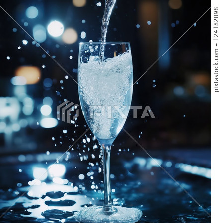 Sparkling water in champagne glass 124182098