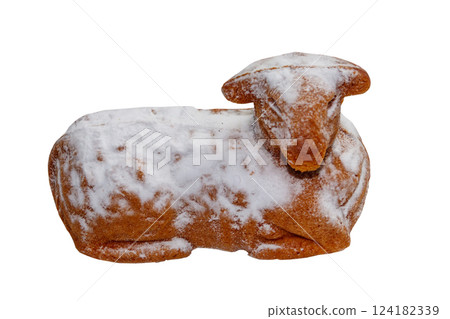 Easter lamb cake isolated on white background Easter lamb cake isolated on white background 124182339