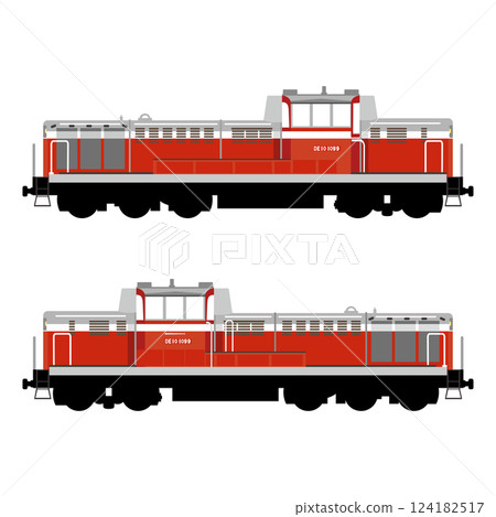 Sideways vector illustration of a DE10 diesel locomotive 124182517