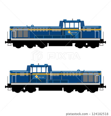 Vector illustration of DE10 diesel locomotive (Hokutosei color) 124182518