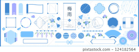 Rainy season Japanese style material frame set [No sample text] 124182564