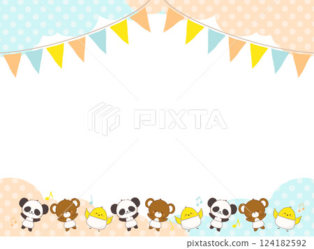 尿布裡的可愛動物框架 124182592