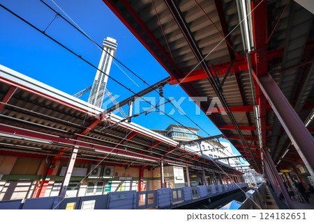 Funabori Station Scene with Tower and Clear Blue Sky Dec 8 2024 124182651