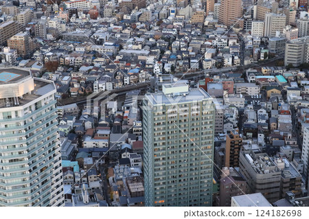 Modern Urban Building Facade in City Commercial District, Tokyo Dec 6 2024 124182698