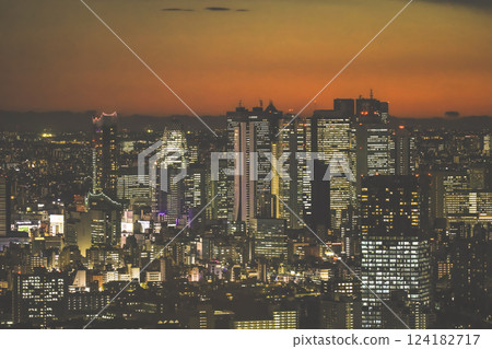 Night with Illuminated Skyscrapers and Vibrant Skyline, Tokyo Dec 6 2024 Night with Illuminated Skyscrapers and Vibrant Skyline, Tokyo Dec 6 2024 124182717