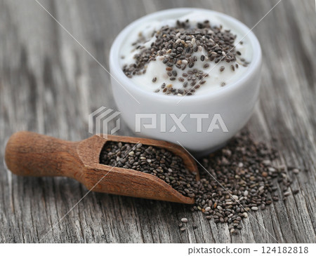 Yogurt with chia seeds Yogurt with chia seeds 124182818