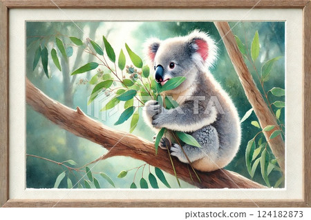 無尾熊和尤加利樹林 無尾熊和尤加利樹林 124182873