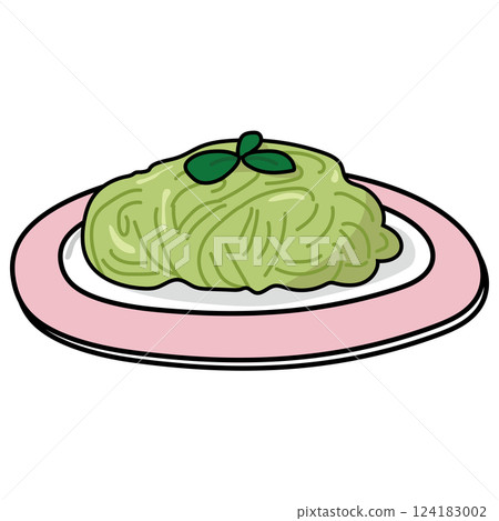 Pesto on a pink plate Pesto on a pink plate 124183002