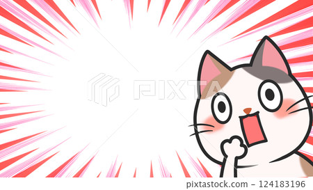 Surprised cat and concentrated lines Frame 16:9 124183196
