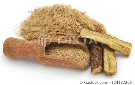 Liquorice stick and ground 124183266