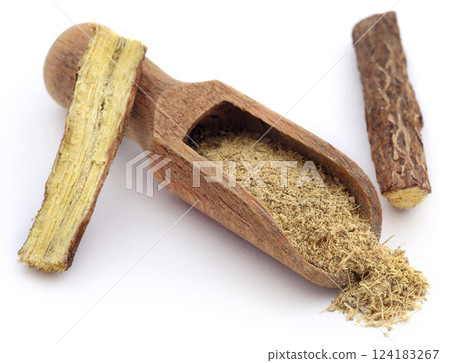 Liquorice stick and ground 124183267