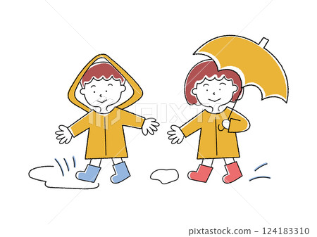 孩子們在一個下雨天 124183310