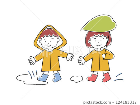 Children on a rainy day 124183312
