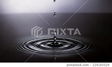 水滴落在水面上並泛起漣漪的圖像 AI 生成的背景素材 124183329