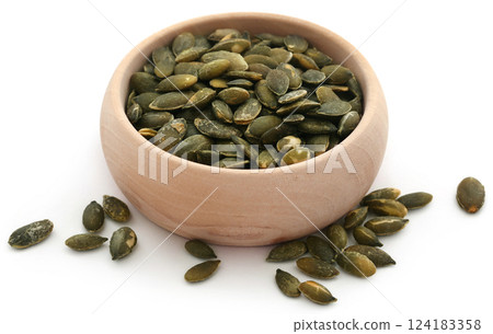 Pumpkin seeds roasted and salty Pumpkin seeds roasted and salty 124183358