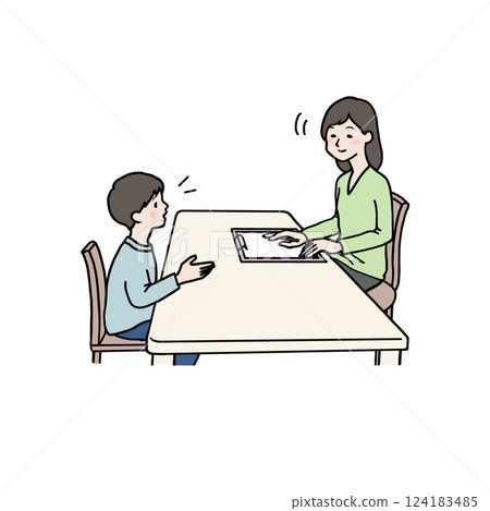 男孩與輔導員協商 124183485
