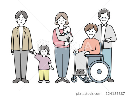 Family illustration material 02_full body 124183887