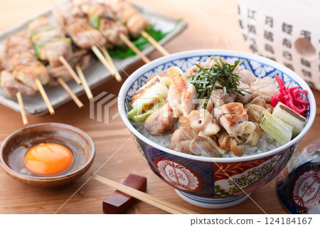 Yakitori Rice Bowl (Thigh, Negima) Yakitori Rice Bowl (Thigh, Negima) 124184167