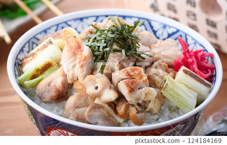 Yakitori Rice Bowl (Thigh, Negima) 124184169