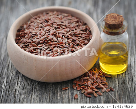Flax seeds with oil Flax seeds with oil 124184629