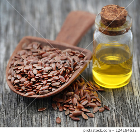Flax seeds with oil 124184632