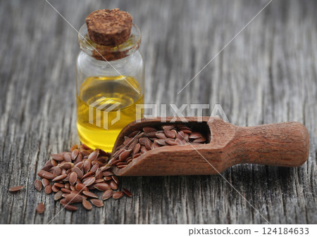 Flax seeds with oil 124184633