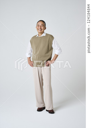 Smiling portrait of a senior man in casual clothes 124184844