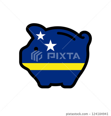 Flag of Curacao, piggy bank icon, vector symbol 124184941