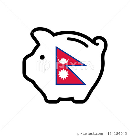 Flag of Nepal, piggy bank icon, vector symbol 124184943