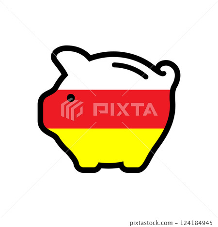 Flag of North Ossetia, piggy bank icon, vector symbol 124184945