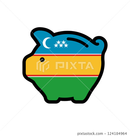 Flag of Karakalpakstan, piggy bank icon, vector symbol 124184964