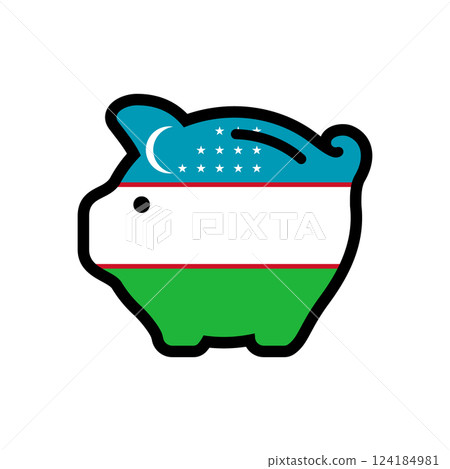 Flag of Uzbekistan, piggy bank icon, vector symbol Flag of Uzbekistan, piggy bank icon, vector symbol 124184981