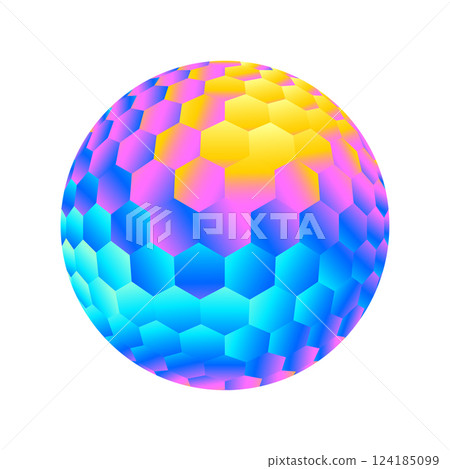 Colorful Hexagonal Sphere Vector Illustration Colorful Hexagonal Sphere Vector Illustration 124185099