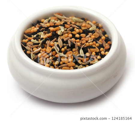 Mixed spices named as pach foron Mixed spices named as pach foron 124185164