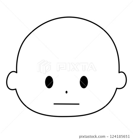 Facial expression illustration: straight face, black and white Facial expression illustration: straight face, black and white 124185651