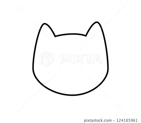 Cute doodle cat line shape. Journal bullet sticker. Diary planner frame. Hand drawn organic blob. Doodle cat speech bubble. Girly notepad. Vector illustration isolated on white background 124185961