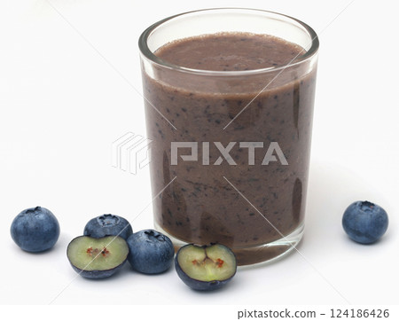 Fresh blueberries and juice 124186426