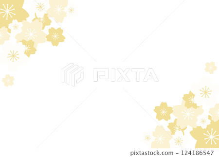 三朵淡黃色櫻花組成的框架 三朵淡黃色櫻花組成的框架 124186547