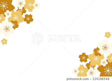 三朵深黃色櫻花組成的框架 三朵深黃色櫻花組成的框架 124186548