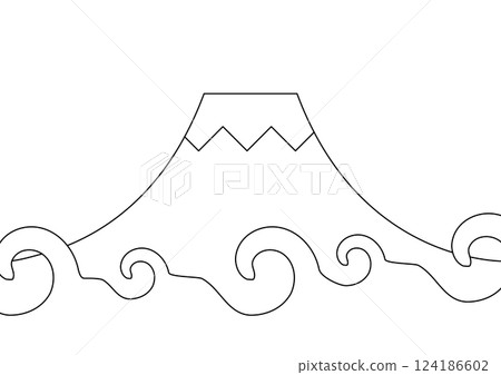 Simple Mt. Fuji and waves 124186602