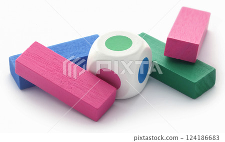 Game of colorful wooden blocks 124186683