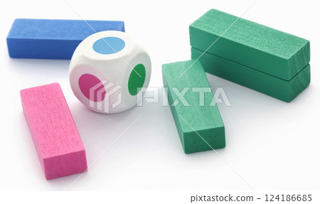 Game of colorful wooden blocks 124186685