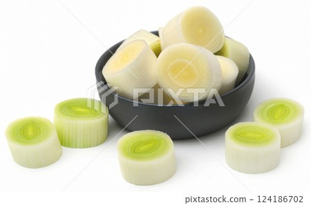 Fresh leek stem chopped 124186702