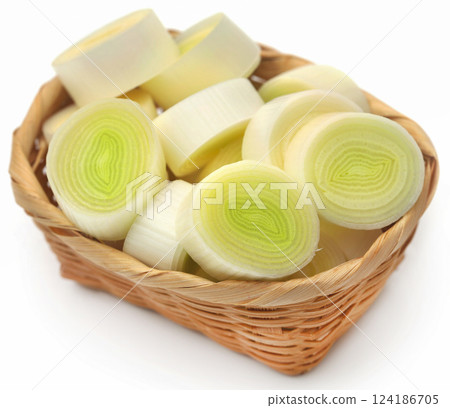 Fresh leek stem chopped 124186705