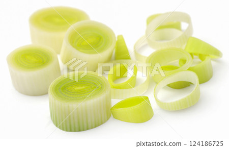 Fresh leek stem chopped 124186725
