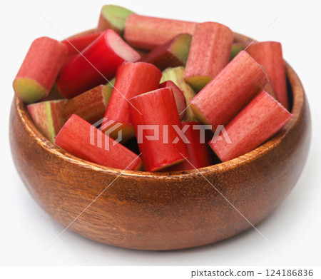 Fresh rhubarb chopped 124186836