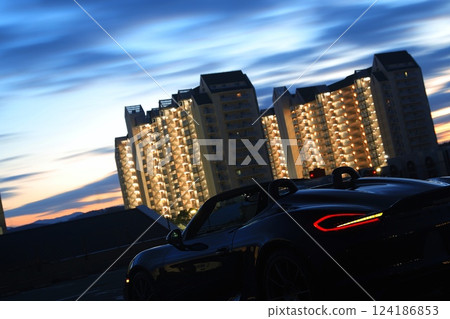 Glossy black open car 124186853